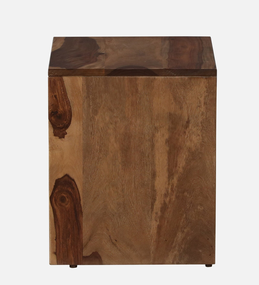 Bisha Sheesham Wood Bedside Table With Drawer In Rustic Teak Finish - Febonic Living