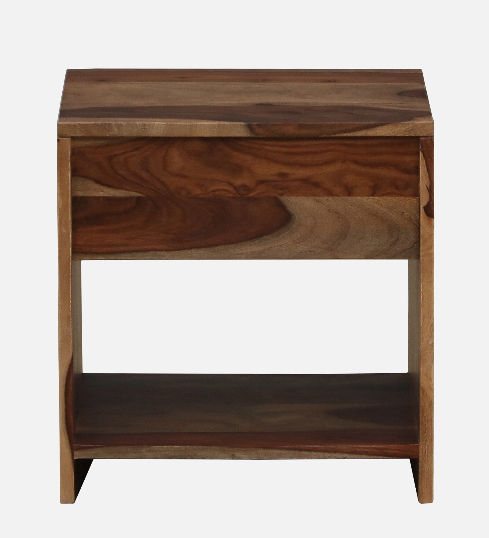 Bisha Sheesham Wood Bedside Table With Drawer In Rustic Teak Finish - Febonic Living