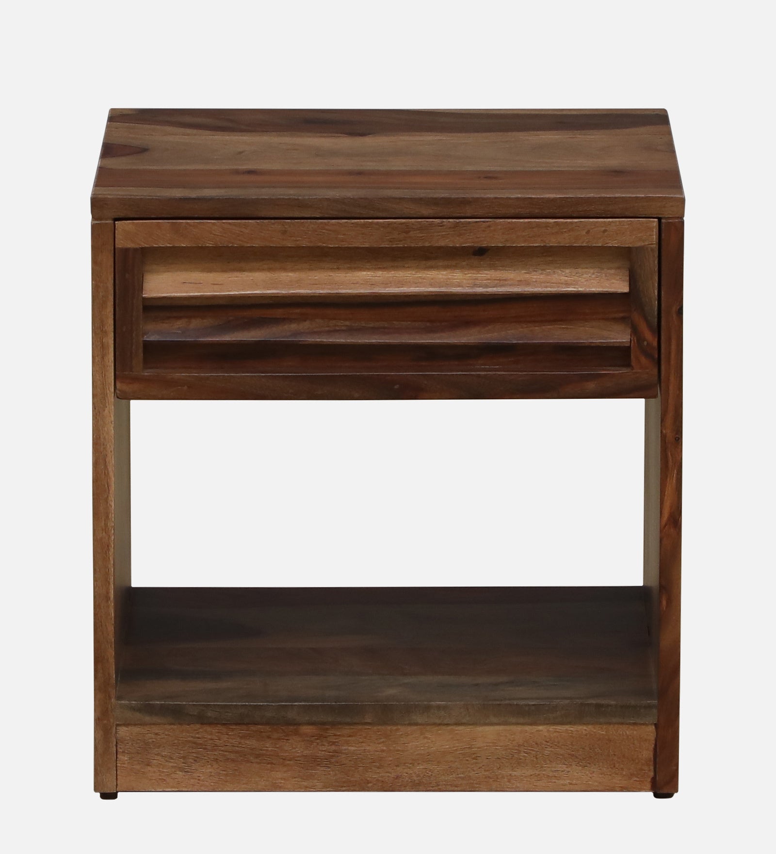 Bisha Sheesham Wood Bedside Table With Drawer In Rustic Teak Finish - Febonic Living