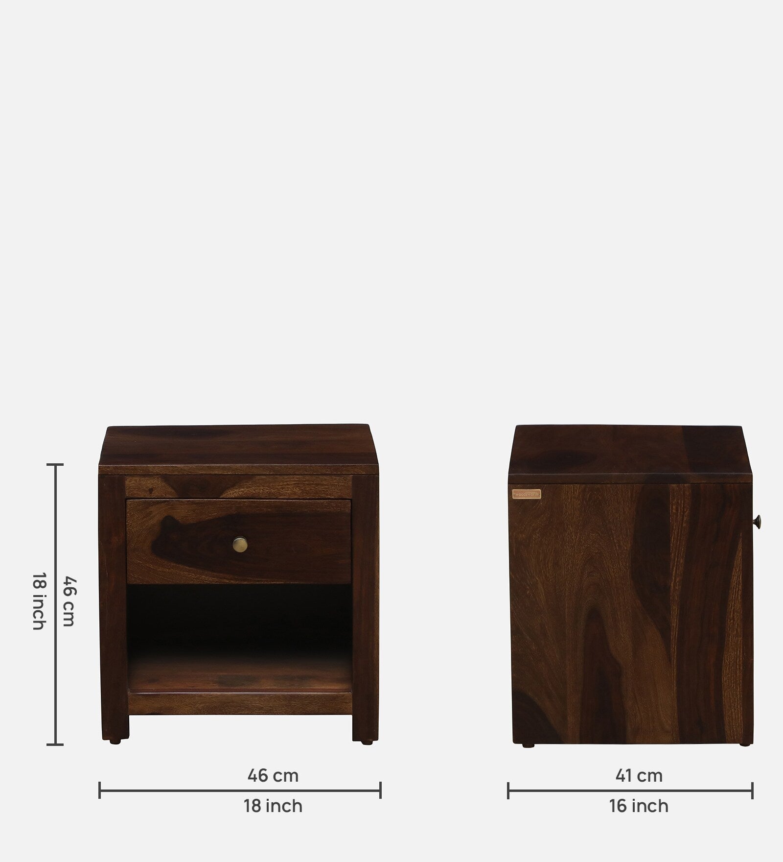 Tanji Sheesham Wood Bedside Table  With Drawer In Provincial Teak Finish - Febonic Living