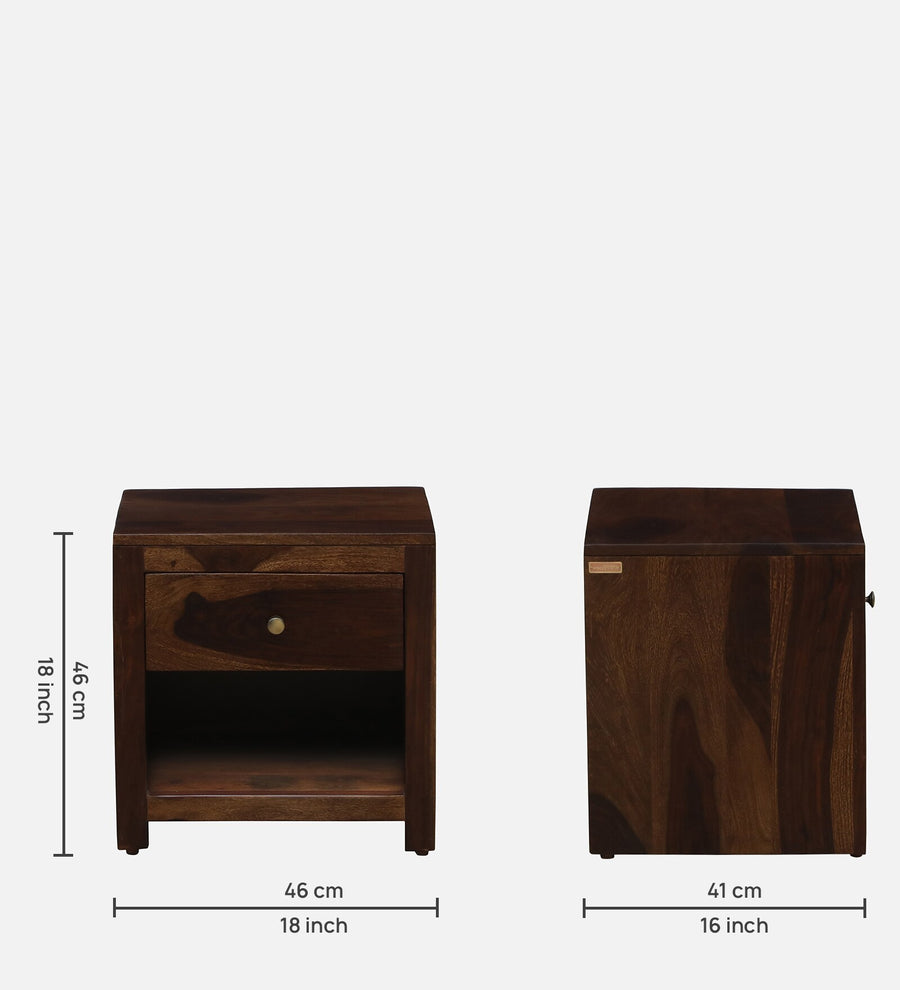 Tanji Sheesham Wood Bedside Table  With Drawer In Provincial Teak Finish - Febonic Living