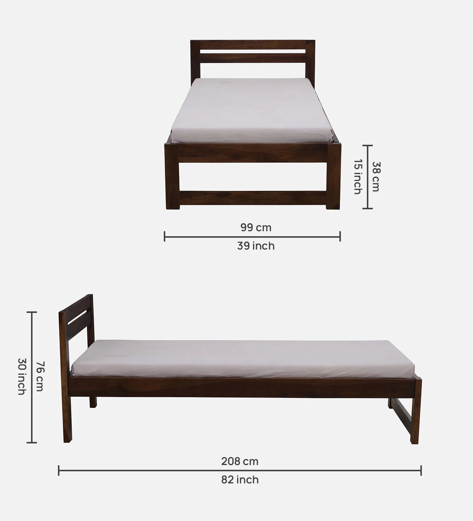Tanji Sheesham Wood Single Bed In Provincial Teak Finish - Febonic Living