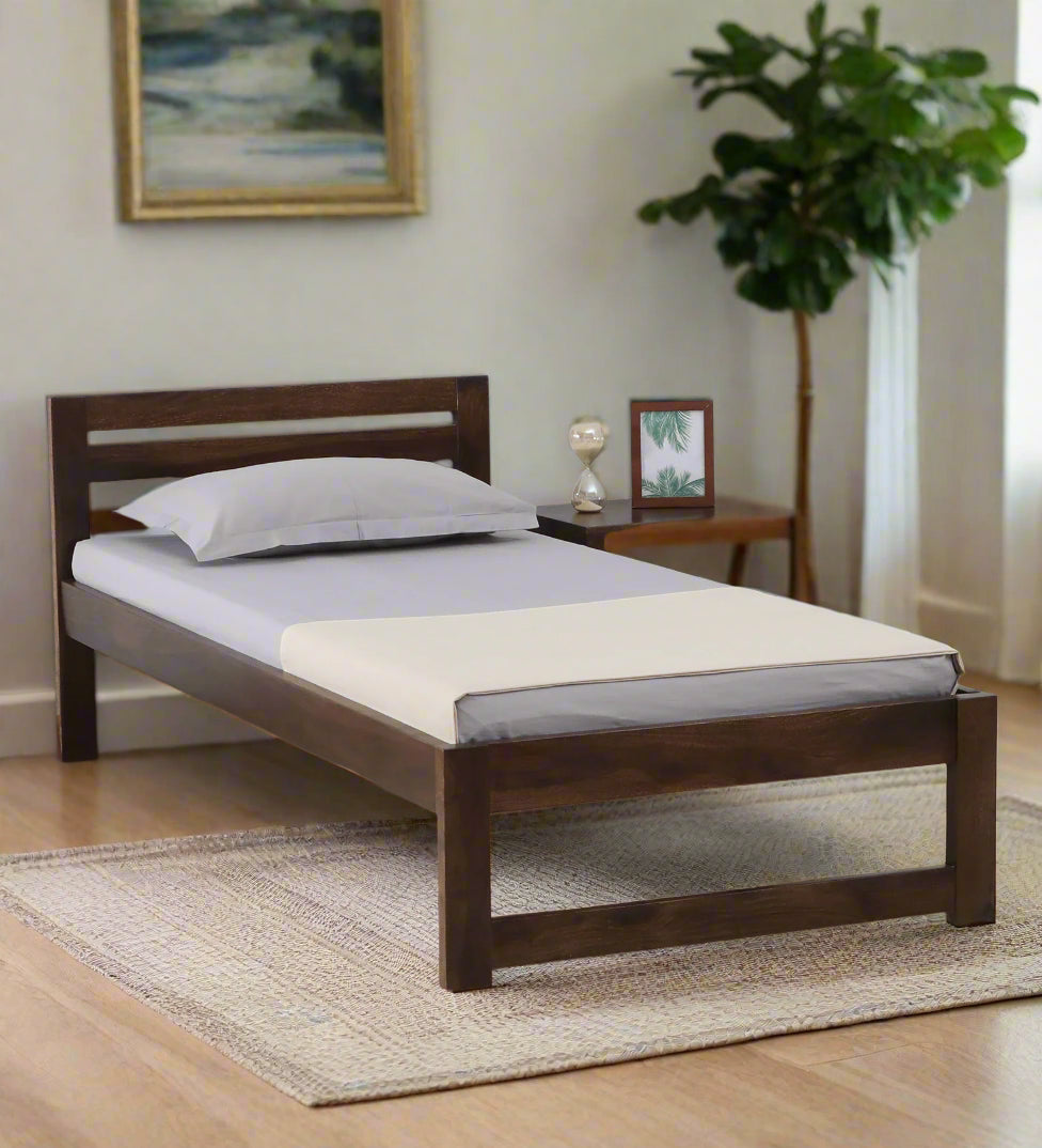 Tanji Sheesham Wood Single Bed In Provincial Teak Finish - Febonic Living