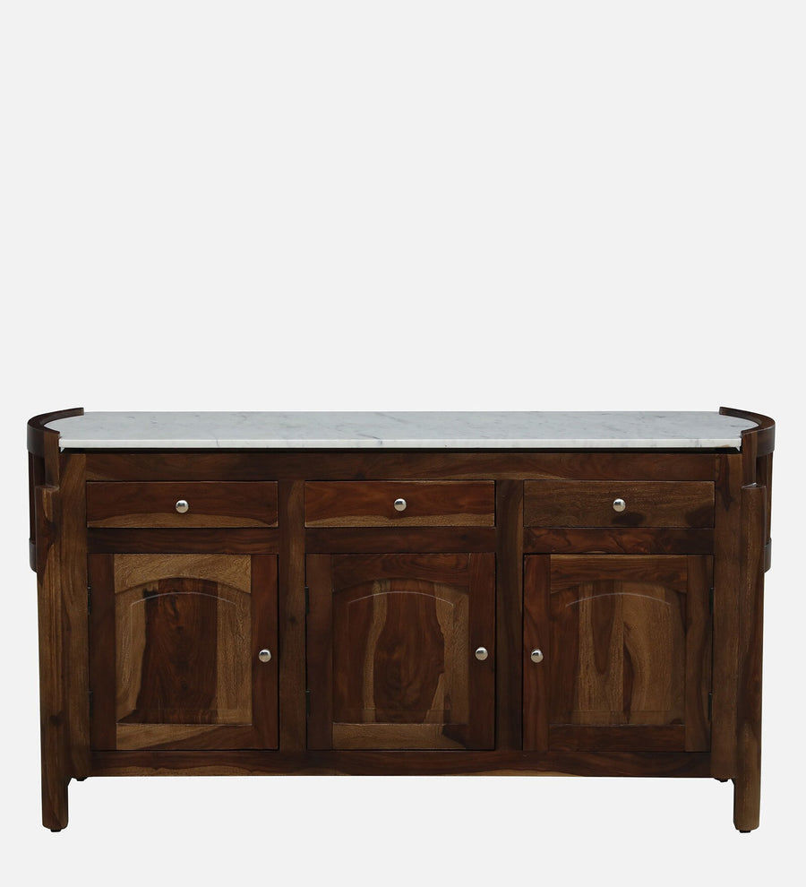 Davao Sheesham Sideboard In Provincial Teak Finish With Marble Top - Febonic Living