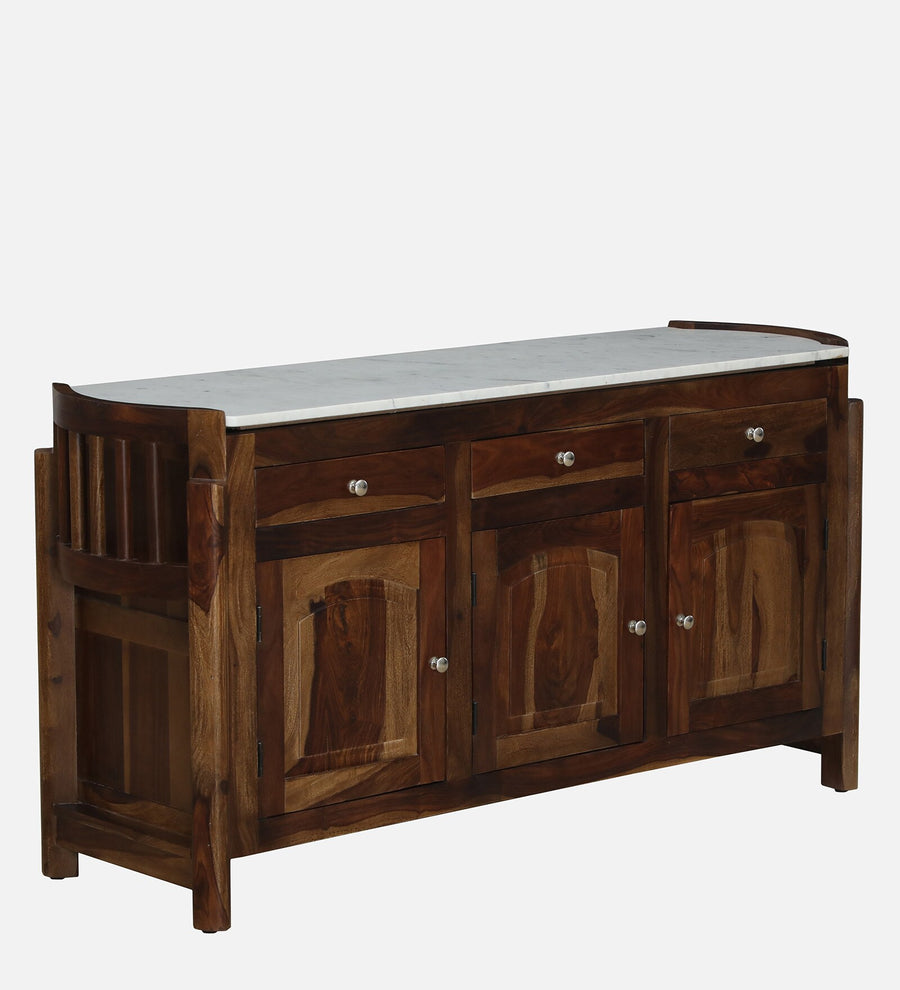 Davao Sheesham Sideboard In Provincial Teak Finish With Marble Top - Febonic Living