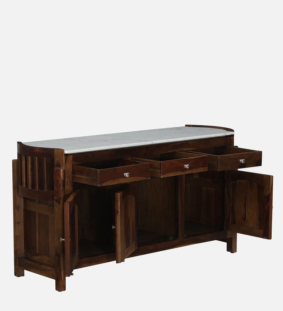 Davao Sheesham Sideboard In Provincial Teak Finish With Marble Top - Febonic Living