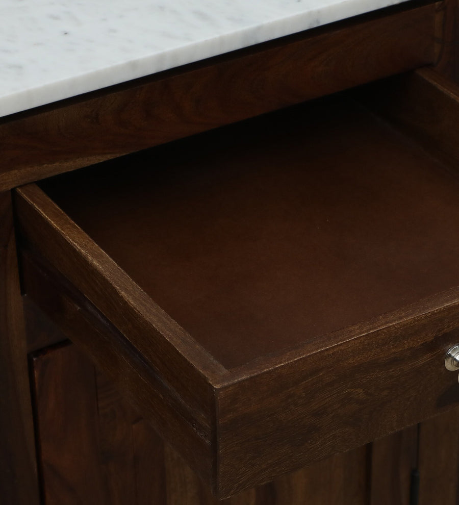 Davao Sheesham Sideboard In Provincial Teak Finish With Marble Top - Febonic Living
