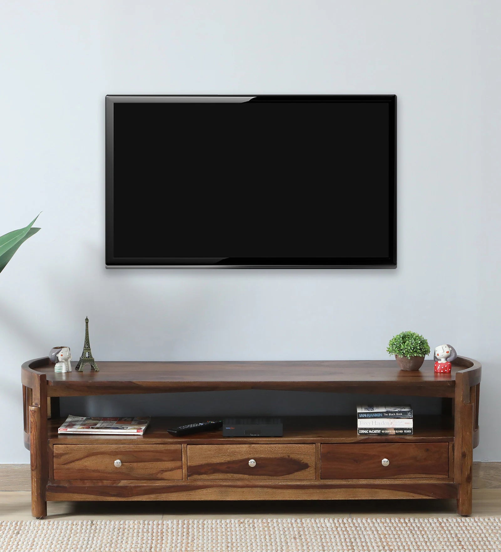 Haslev Sheesham Wood TV Unit In Provincial Teak Finish