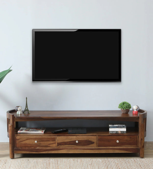 Davao Sheesham Wood TV Unit In Provincial Teak Finish