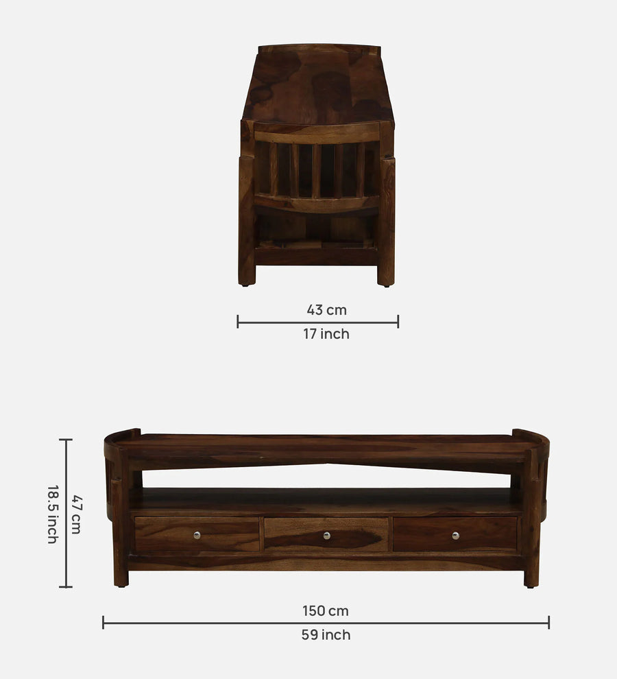 Davao Sheesham Wood TV Unit In Provincial Teak Finish - Febonic Living