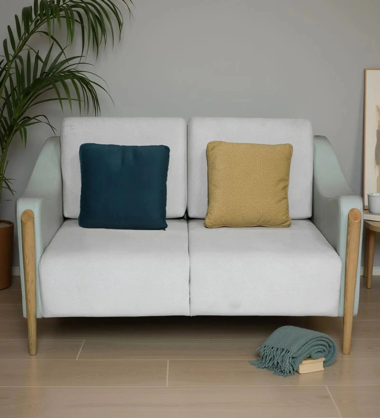 Haven Fabric Leatherette 2 Seater Sofa In Beige Colour Febonic Living