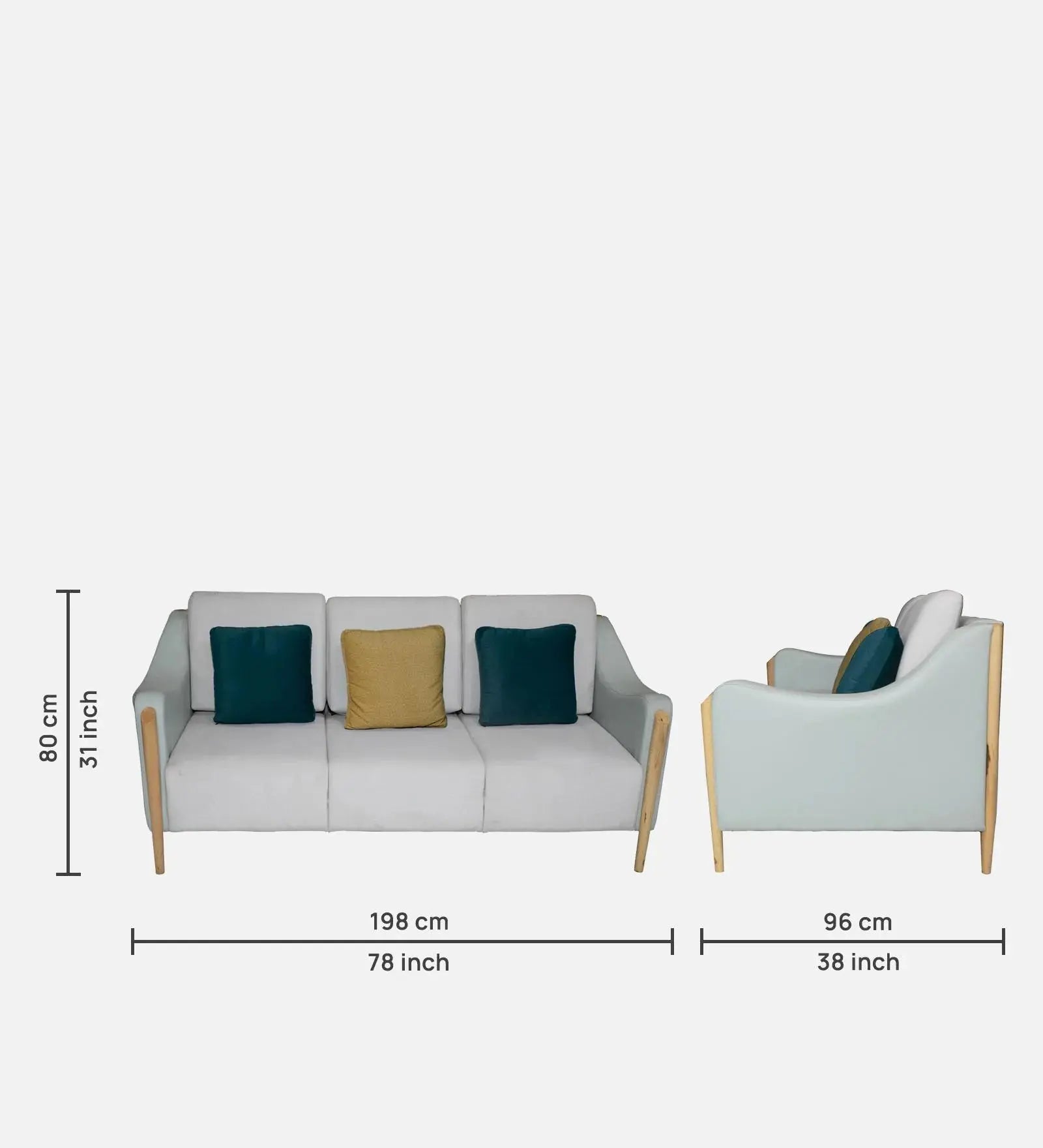 Haven Fabric Leatherette 3 Seater Sofa In Beige Colour Febonic Living