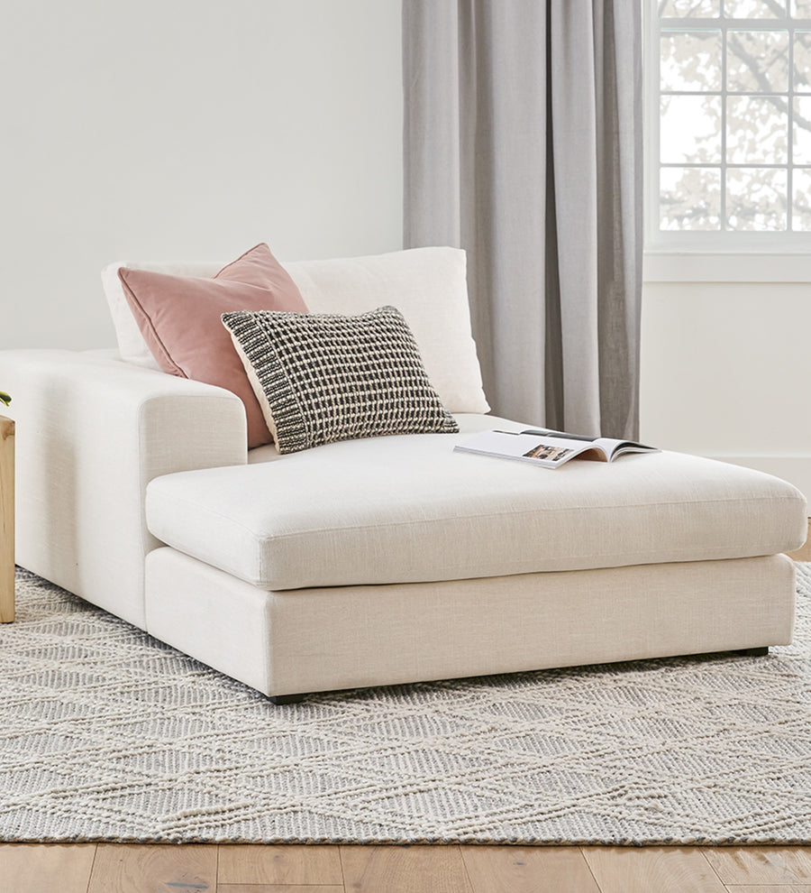Beta  LHS Fabric Chaise Lounger - Ivory Cream by Febonic Living