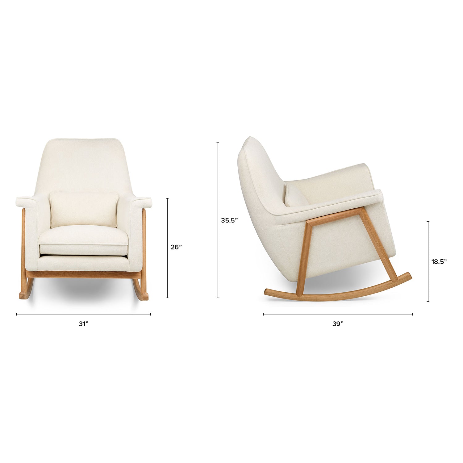 Muni Boucle Fabric Rocking Chair in Shell White Colour