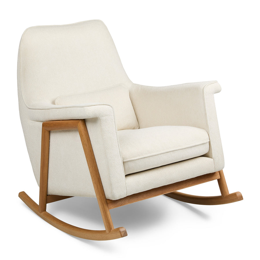 Muni Boucle Fabric Rocking Chair In Shell White Colour - Febonic Living