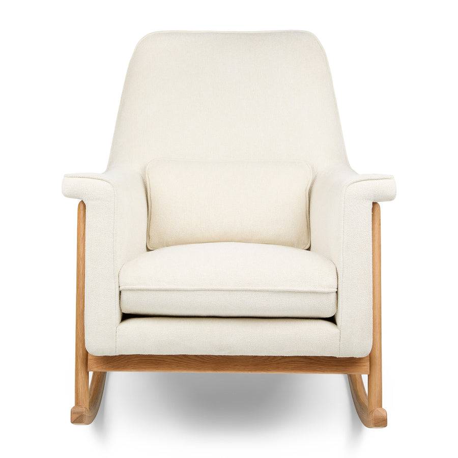 Muni Boucle Fabric Rocking Chair In Shell White Colour - Febonic Living