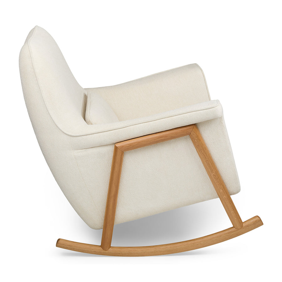 Muni Boucle Fabric Rocking Chair In Shell White Colour - Febonic Living