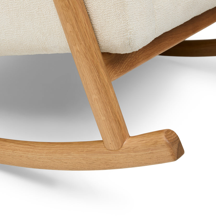 Muni Boucle Fabric Rocking Chair In Shell White Colour - Febonic Living