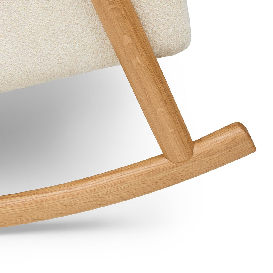 Muni Boucle Fabric Rocking Chair In Shell White Colour - Febonic Living