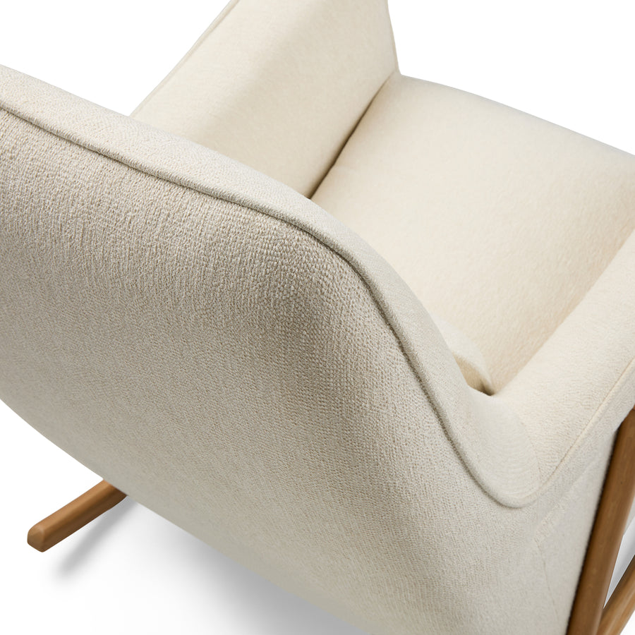 Muni Boucle Fabric Rocking Chair In Shell White Colour - Febonic Living