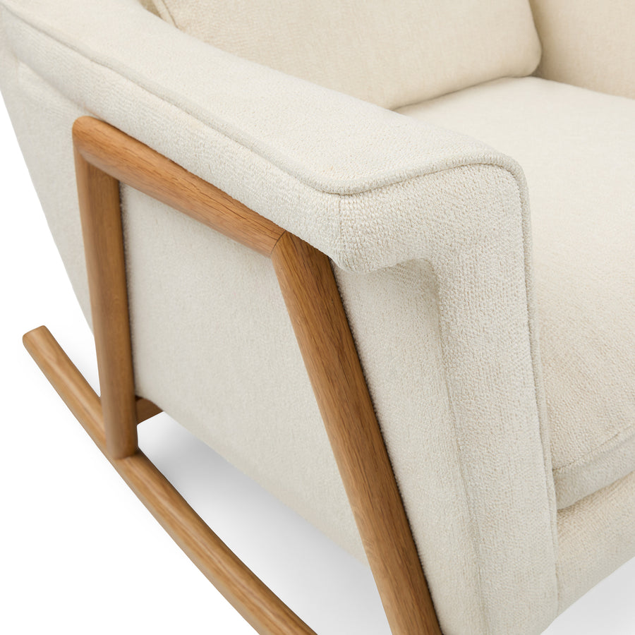 Muni Boucle Fabric Rocking Chair In Shell White Colour - Febonic Living