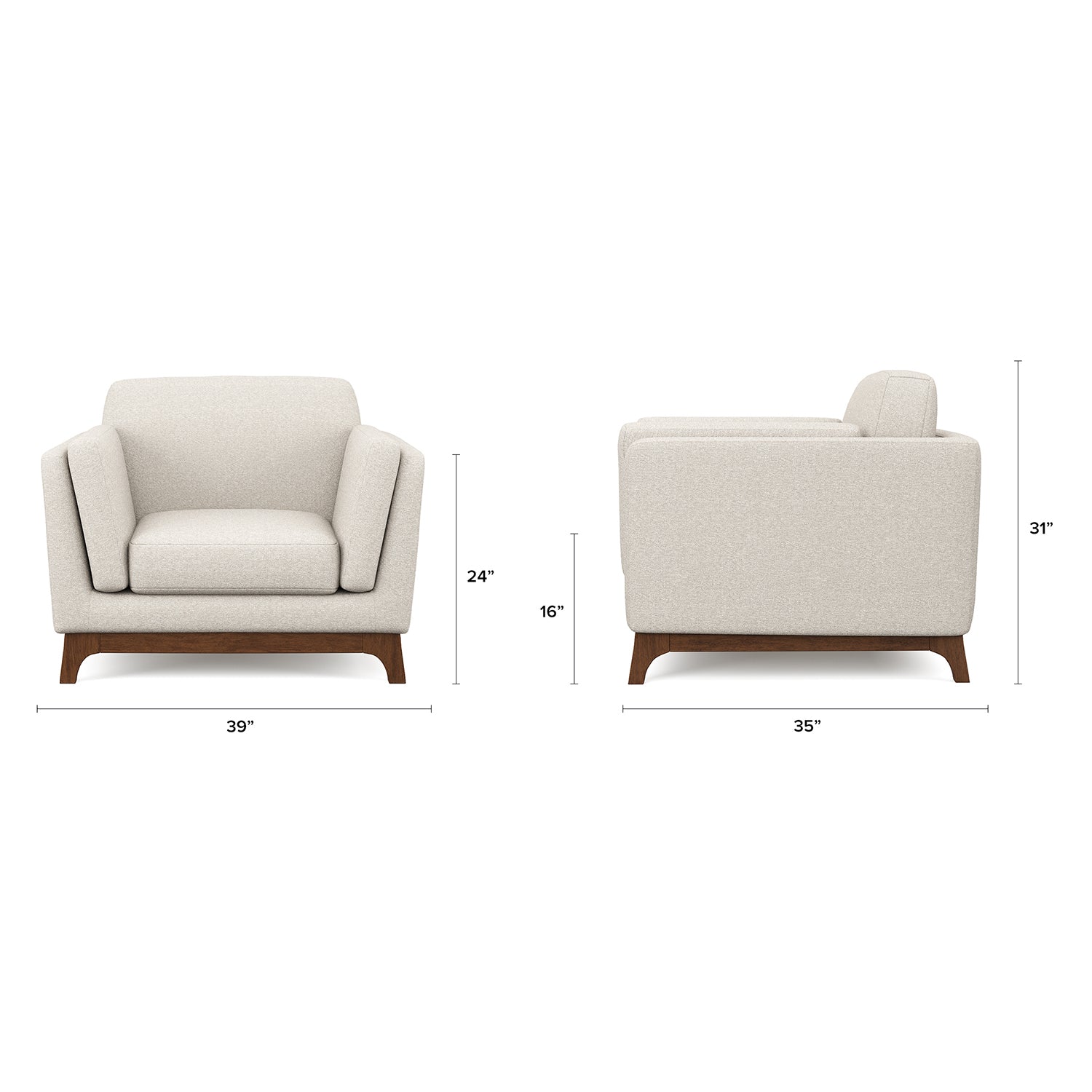 Ceni Fabric 1 Seater Sofa in Ova Beige Colour
