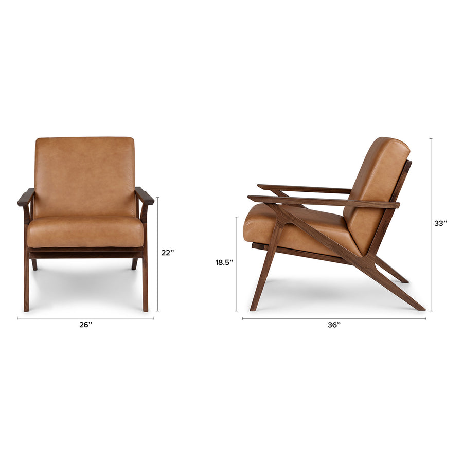Otio Leatherette Lounge Chair And Foot Stool In Brown Colour - Febonic Living