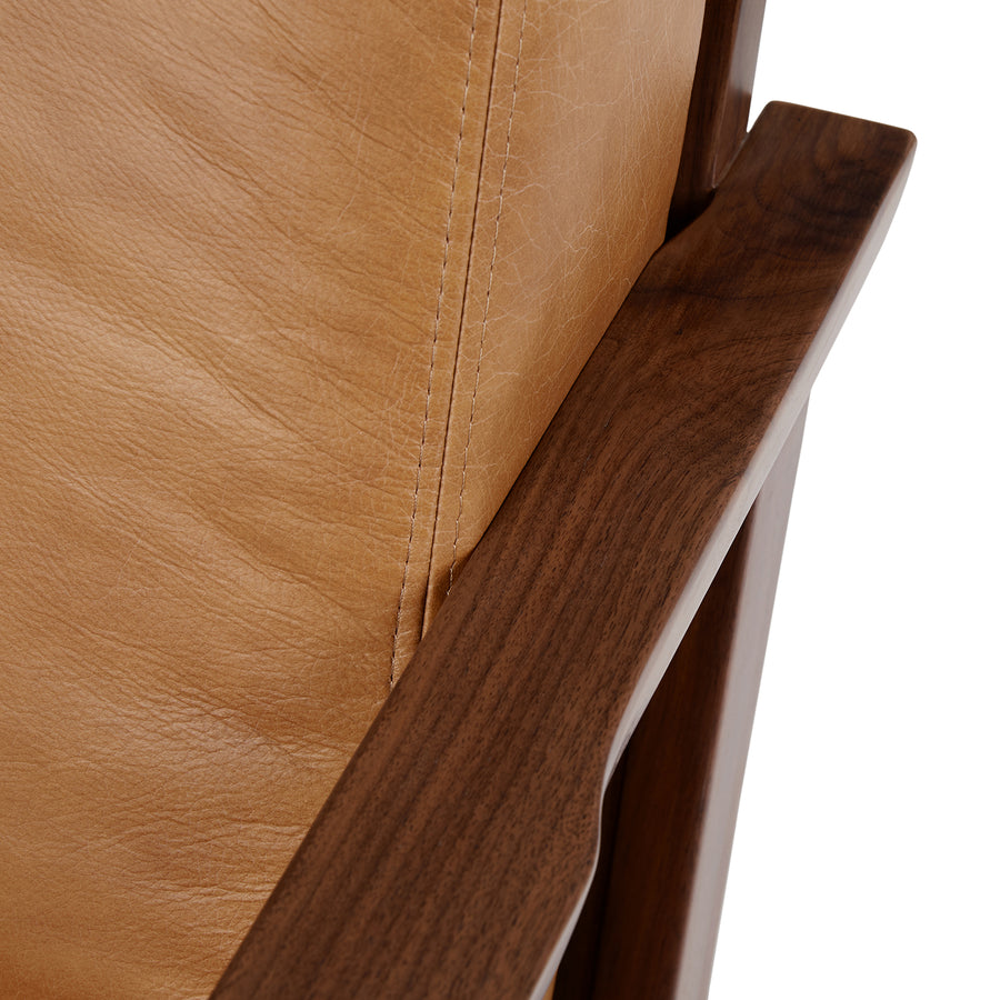 Otio Leatherette Lounge Chair And Foot Stool In Brown Colour - Febonic Living