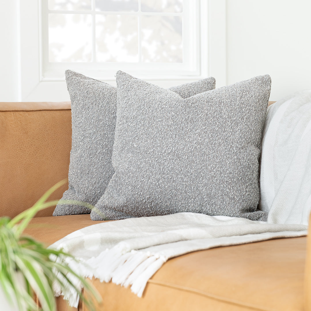 Gabriola Fur Fabric 20x20 inches Cushion + Covers (Pack of 2) In Swedan Grey Colour