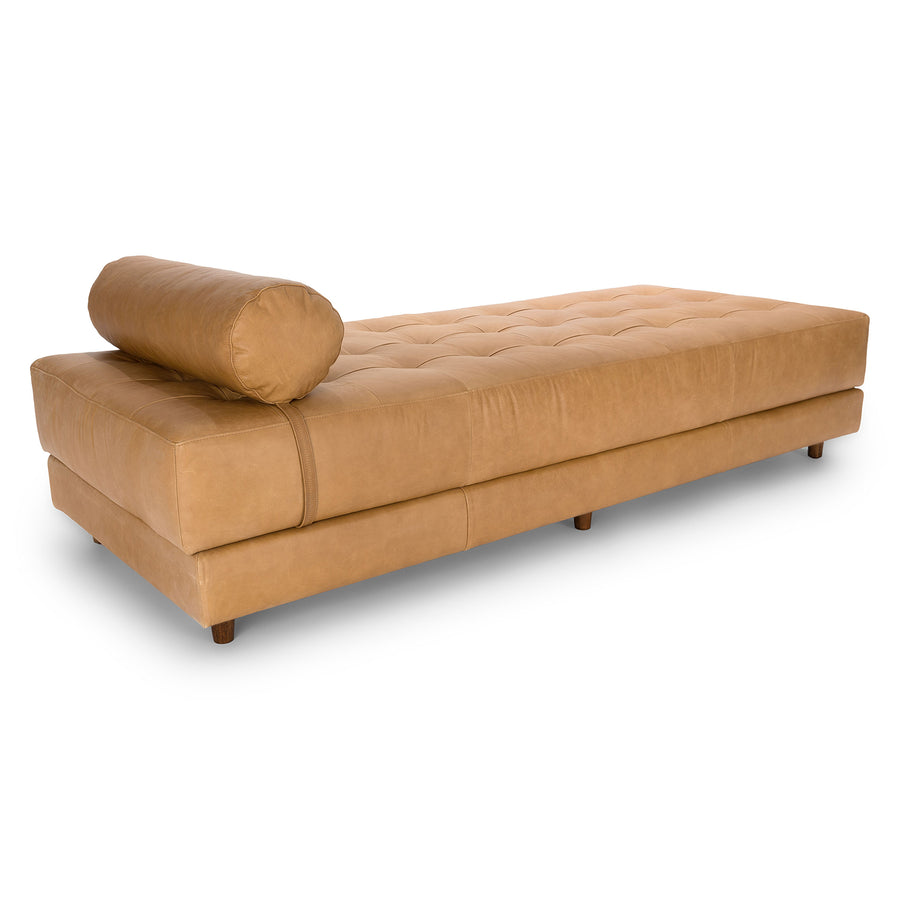 Sven Leatherette Chaise Lounger In Brown Colour - Febonic Living