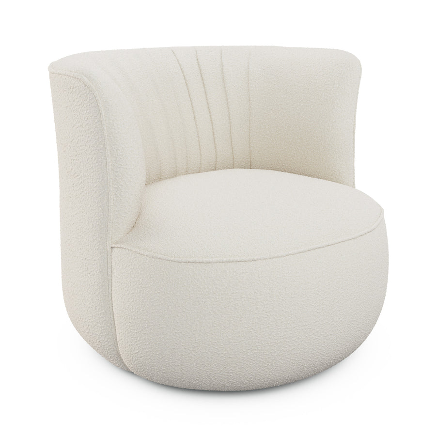 Bijo Boucle Fabric Lounge Chair In Shell White Colour - Febonic Living