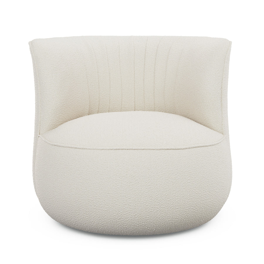 Bijo Boucle Fabric Lounge Chair In Shell White Colour - Febonic Living