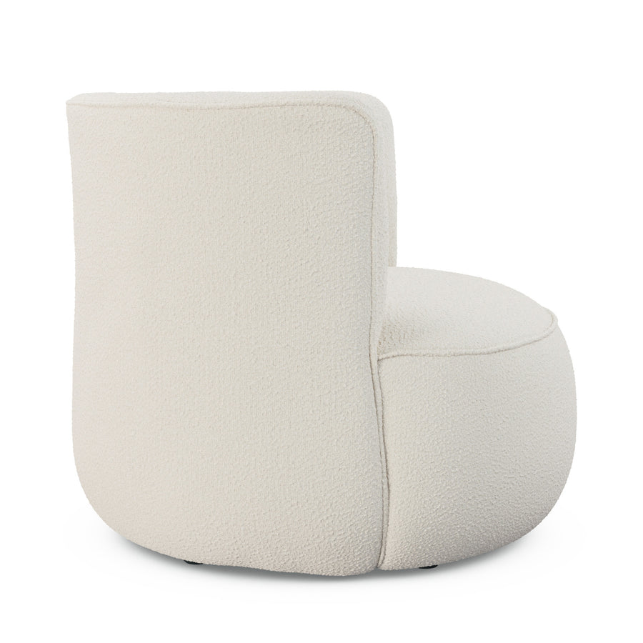 Bijo Boucle Fabric Lounge Chair In Shell White Colour - Febonic Living