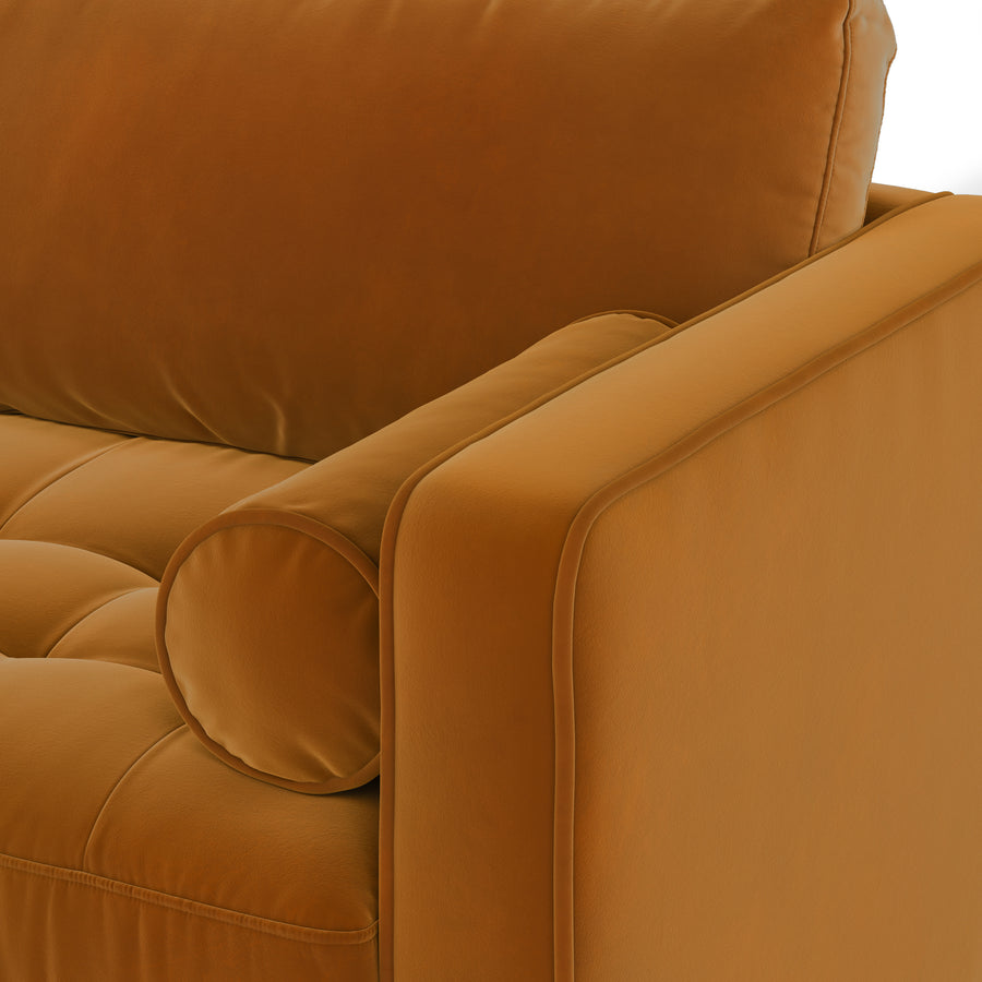 Sven Velvet 3 Seater Folding Sofa Bed In Tangerine Orange Colour - Febonic Living