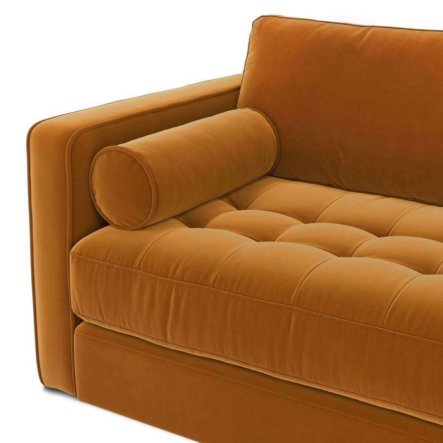 Sven Velvet 3 Seater Folding Sofa Bed In Tangerine Orange Colour - Febonic Living