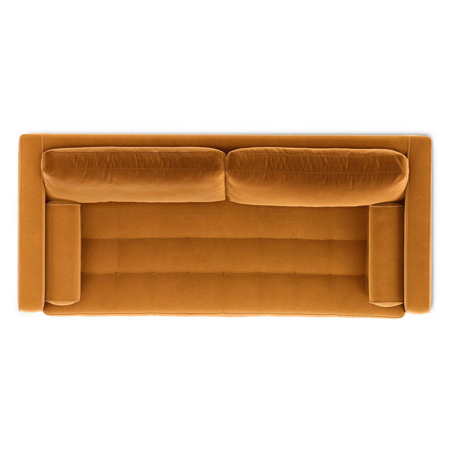 Sven Velvet 3 Seater Folding Sofa Bed In Tangerine Orange Colour - Febonic Living