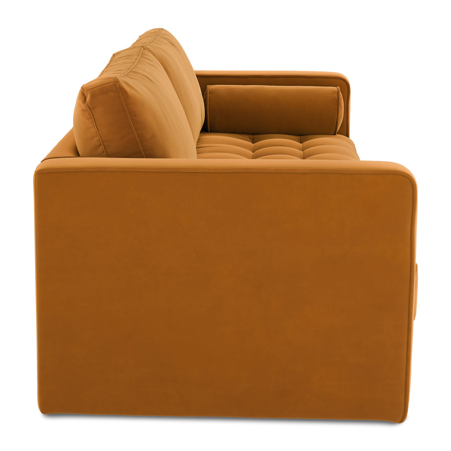 Sven Velvet 3 Seater Folding Sofa Bed In Tangerine Orange Colour - Febonic Living