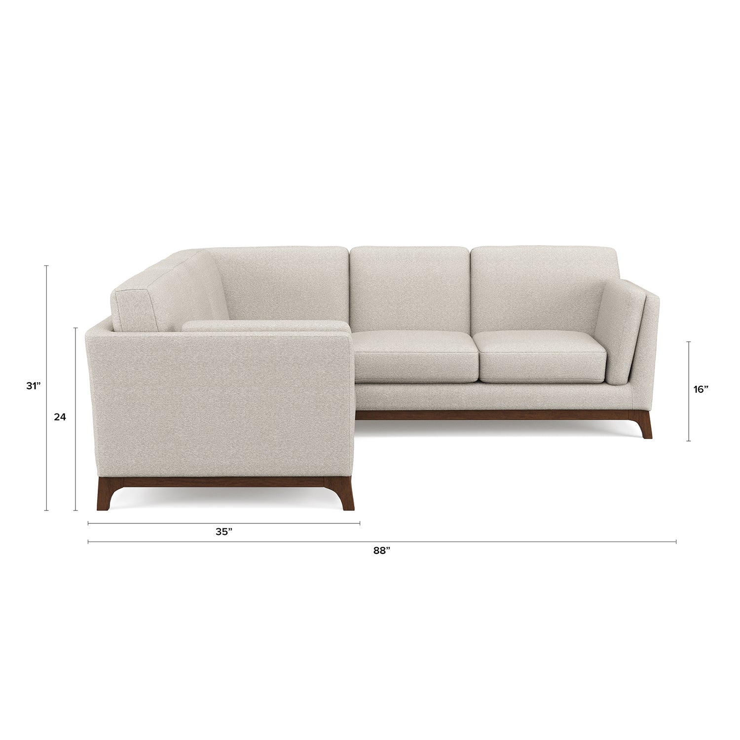 Ceni Fabric 6 Seater Corner Sofa in Ova Beige Colour