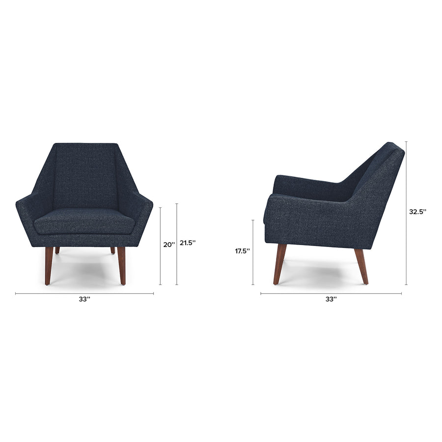 Angle Fabric Lounge Chair In Denim Blue Colour - Febonic Living