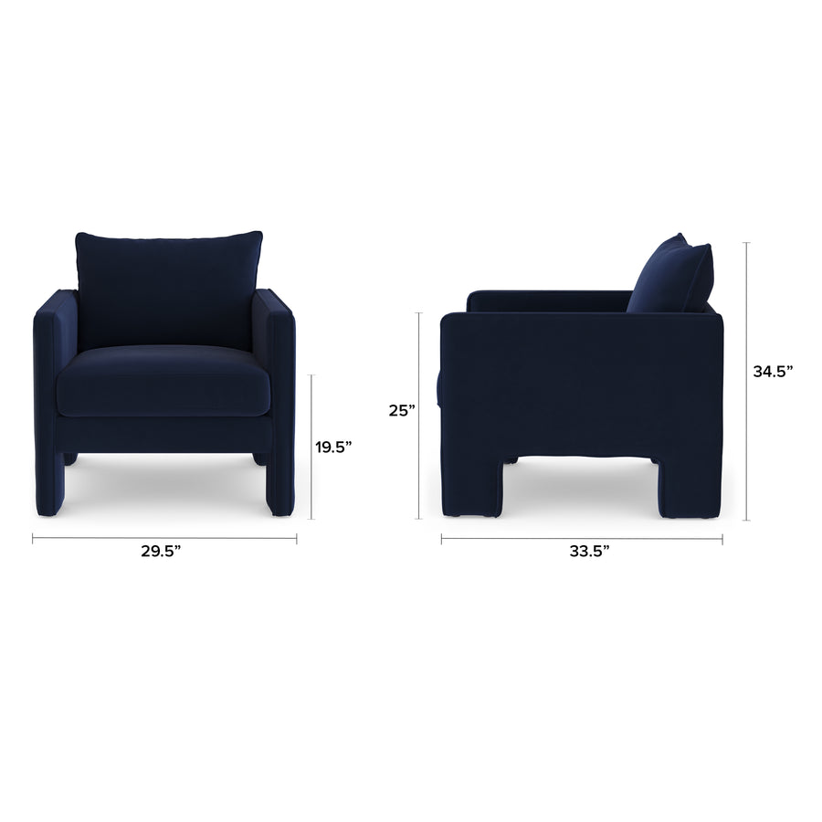 Haley Velvet Lounge Chair In Indigo Blue Colour - Febonic Living