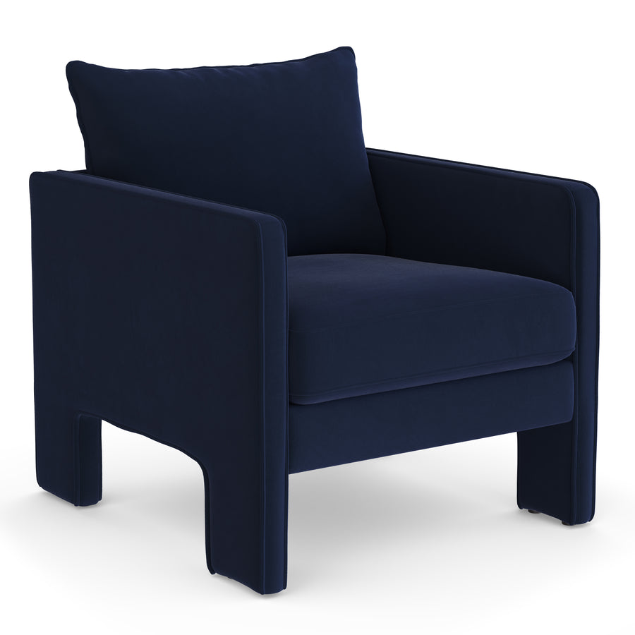 Haley Velvet Lounge Chair In Indigo Blue Colour - Febonic Living