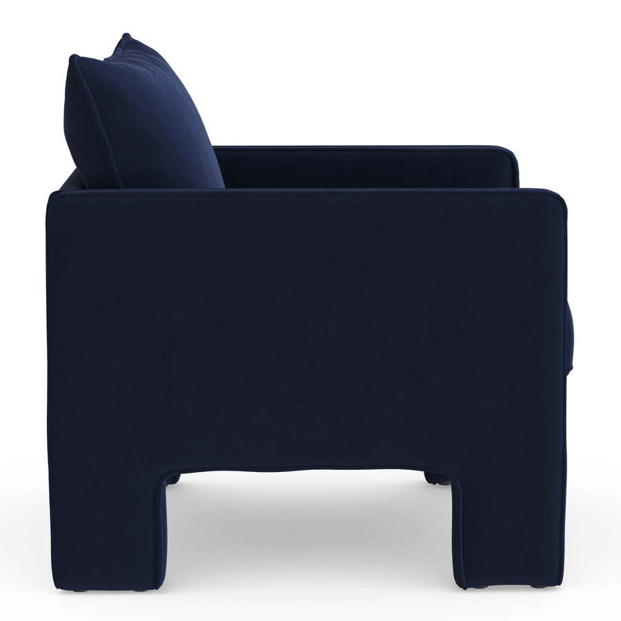 Haley Velvet Lounge Chair In Indigo Blue Colour - Febonic Living