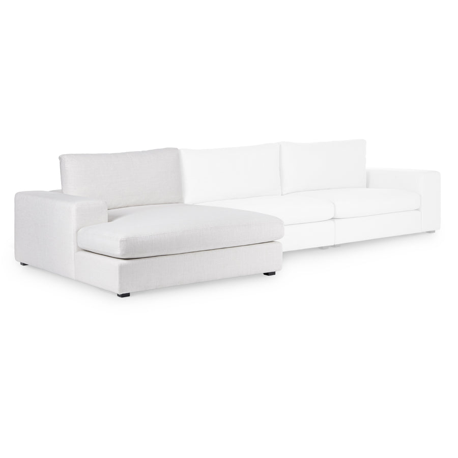 Beta Fabric Lhs Chaise Lounger In Ivory Cream Colour - Febonic Living