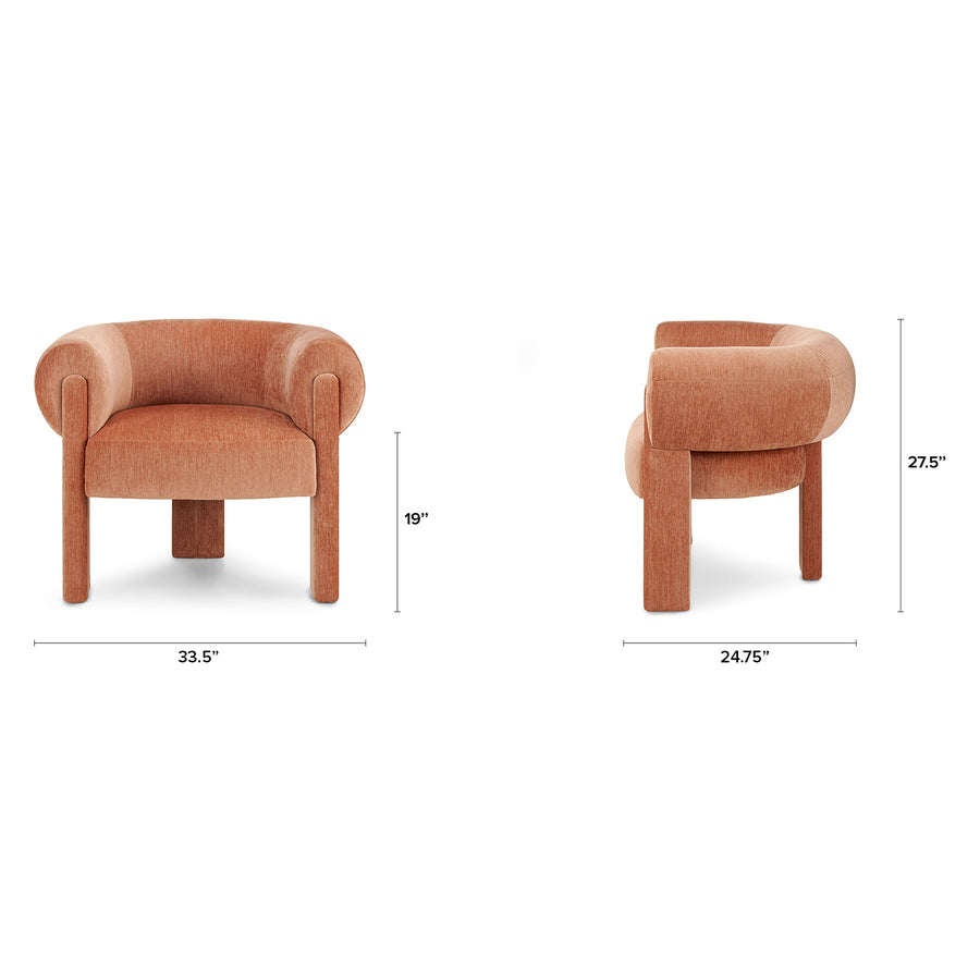 Versy Fabric Lounge Chair In Vivid Orange Colour - Febonic Living