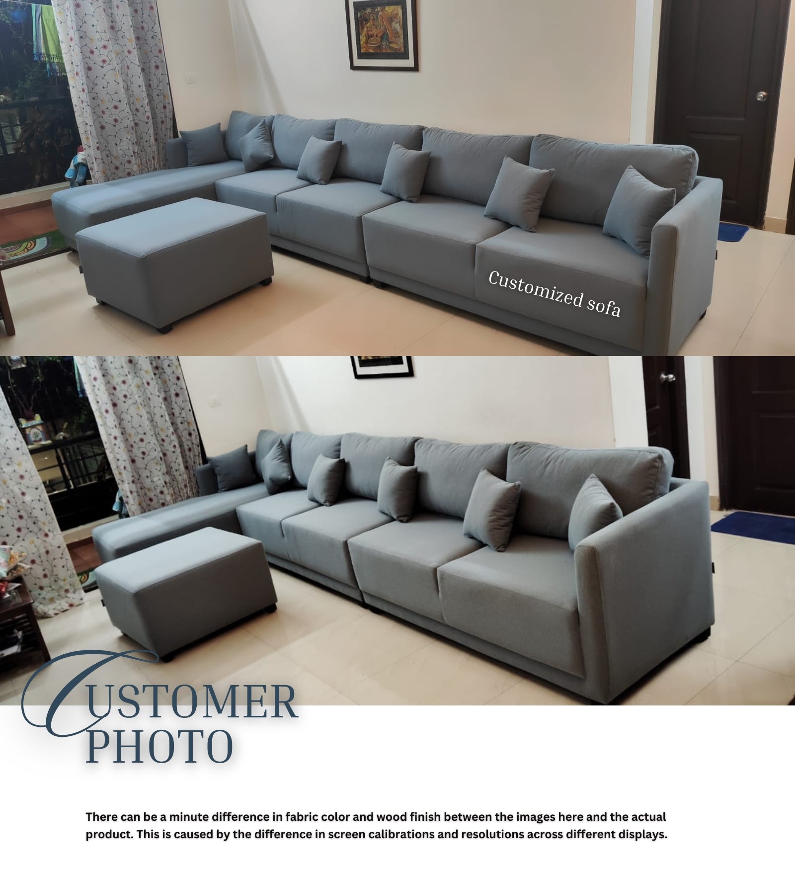 Carlin Fabric LHS 8 Seater Sectional Sofa In Charcoal Grey Colour