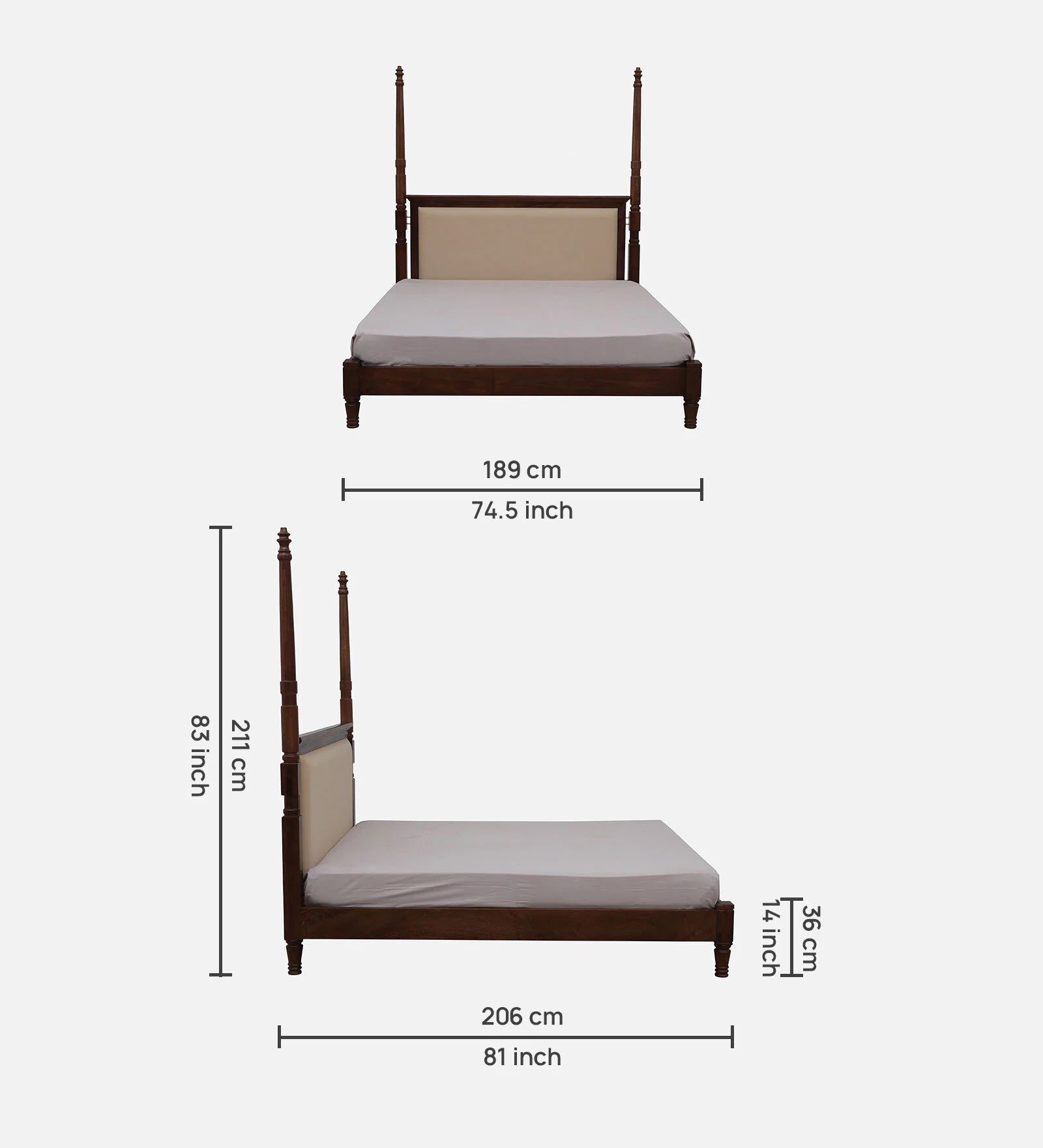 Trier Solid Wood King Size Bed in Tubbaq Finish - Febonic Living