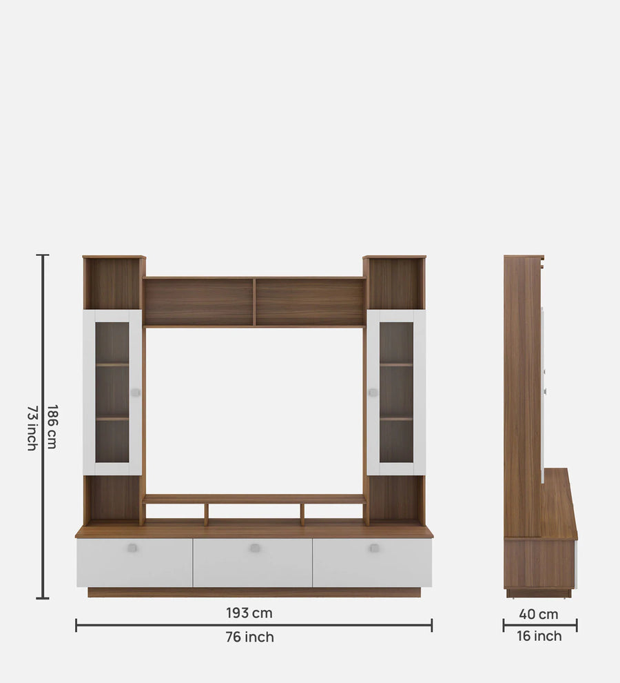 Kohat TV Unit In Frosty White and Oral Walnut Finish - Febonic Living