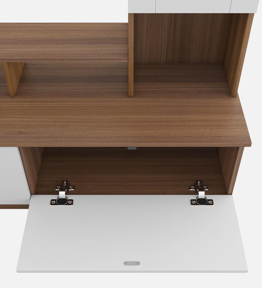 Kohat TV Unit In Frosty White and Oral Walnut Finish - Febonic Living