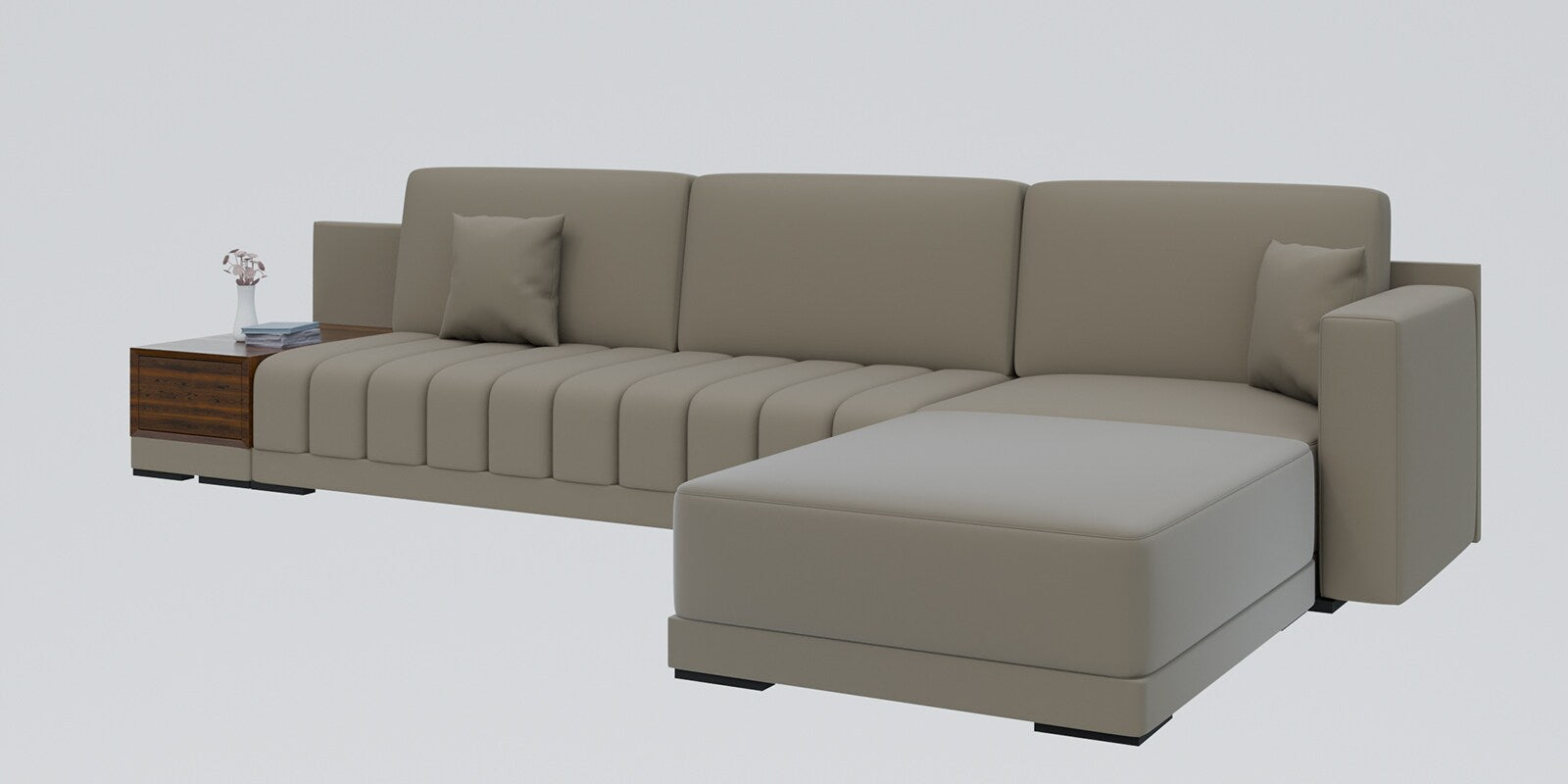 Joysa Velvet 6 Seater Sectional Sofa In Echo Grey Colour By Febonic Living