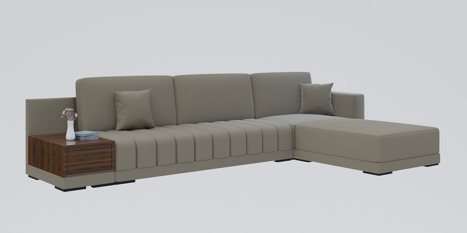 Joysa Velvet 6 Seater Sectional Sofa In Echo Grey Colour By Febonic Living